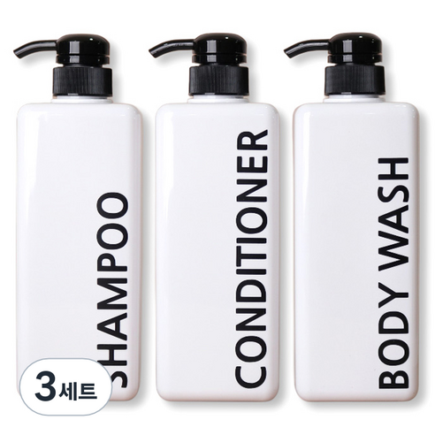 로맨틱노벰버 사각 욕실 디스펜서 800ml 3종 세트, 모던블랙, 3세트