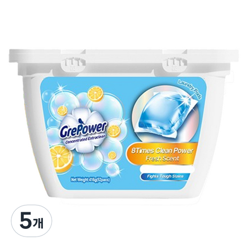 그리파워 엑스트라 캡슐세제 레몬향 416g, 52개입, 5개