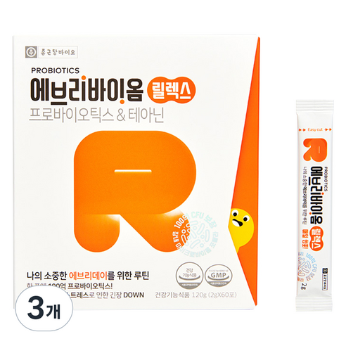 종근당 바이오 에브리바이옴 릴렉스 100억 유산균, 120g, 3개