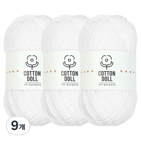 니뜨 코튼돌 뜨개실 50g, 9개, 1화이트