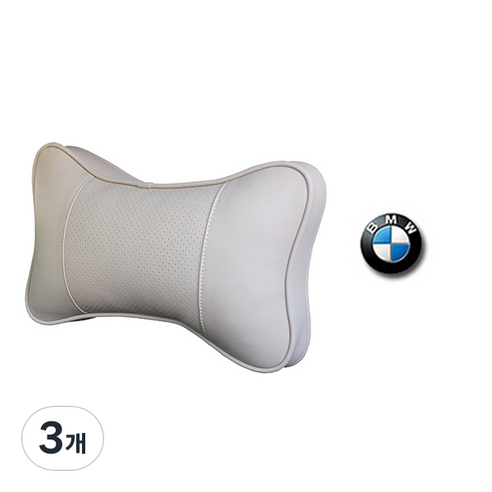 에이비씨파츠 차량용 고급가죽 목쿠션 베이지, BMW, 3개
