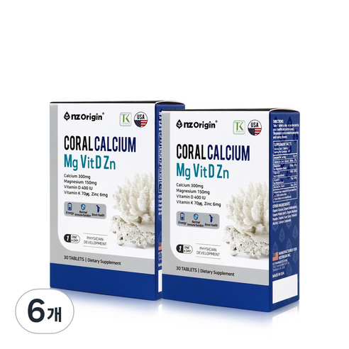 엔젯오리진 코랄 칼슘 마그네슘 비타민D 아연 48g, 30정, 6개