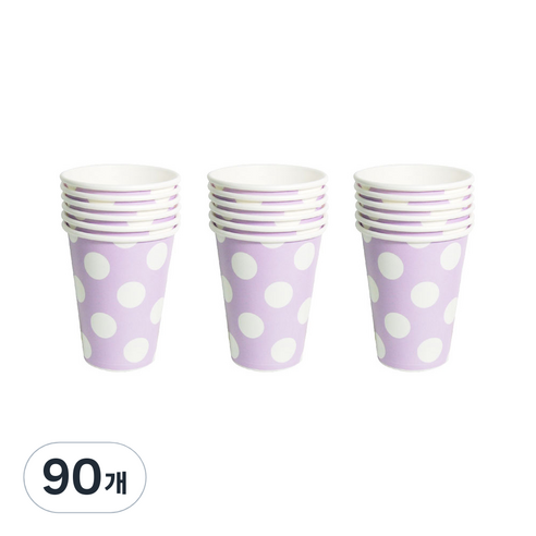 파티피아 도트무늬 라일락 종이컵, 90개