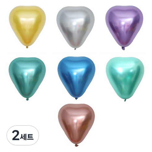 피앤비유니티 메탈 하트 풍선 7색 30cm 50종 세트, 혼합색상, 2세트