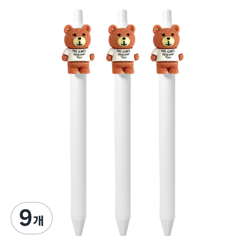 큐티파츠 젤펜 베어 0.5mm, 브라운, 9개
