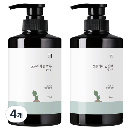 살림백서 오푼티아 밤부 샴푸 일랑일랑향, 4개, 500ml