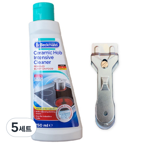 닥터베크만 인덕션 상판 청소 세제 + 스크래퍼 세트, 250ml, 5세트