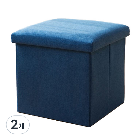 마켓A 접이식 수납 의자 보관함 M, 네이비, 2개