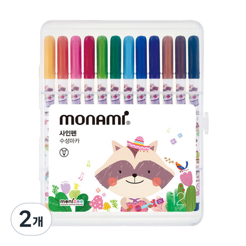 모나미 모니주 사인펜 12색, 혼합색상, 2개