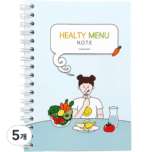 제이로그 건강한 생활습관 식단 노트 A6, 혼합색상, 5개