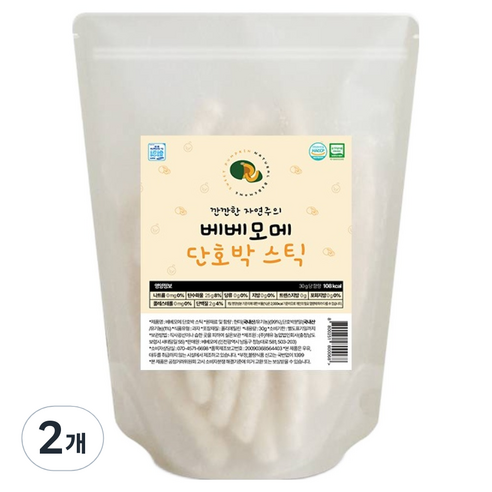 베베모메 유아용 유기농 스틱 떡뻥, 30g, 2개, 단호박