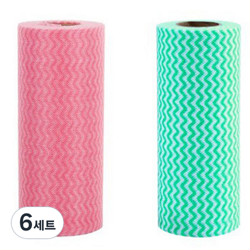 롤타입 간편 수세미 2종 세트, 6세트, 레드, 그린