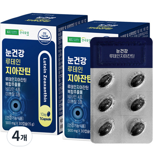 건국유업 눈건강 루테인 지아잔틴 15g, 30캡슐, 4개