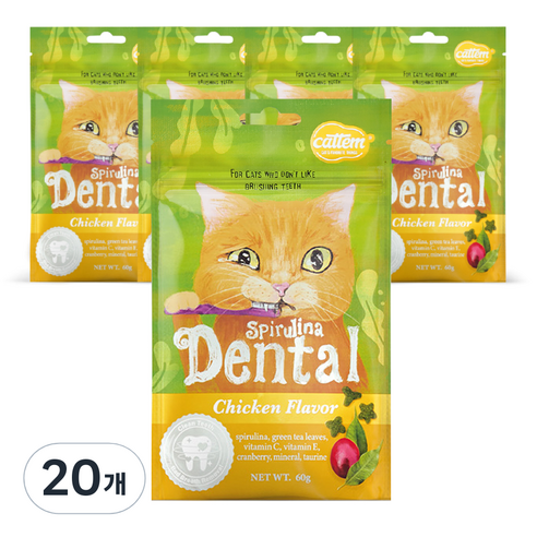 캣템 스피루리나 덴탈 고양이 간식, 치킨, 60g, 20개