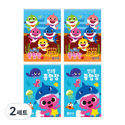 핑크퐁 종합장 45매 4권, 혼합색상, 2세트