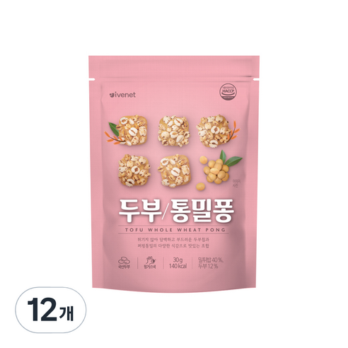 아이배냇 두부 통밀퐁 30g, 두부 + 통밀 혼합맛, 12개