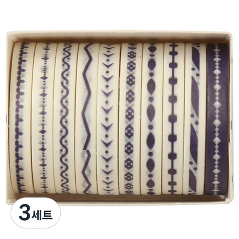 셀링뉴 아트스핀 울타리 다꾸 마스킹 종이 테이프 10종 세트 5mm x 2m, 기하학, 3세트