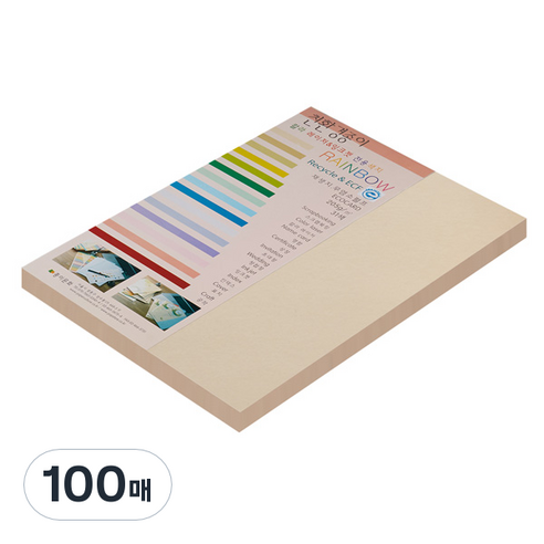 종이문화 친환경색지 레인보우카드 No.3 베이지, A4, 100매