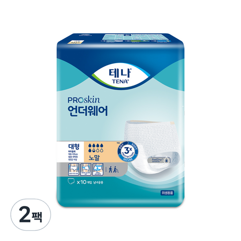 테나 남녀공용 언더웨어 노말 성인기저귀, 대형, 10개입, 2개