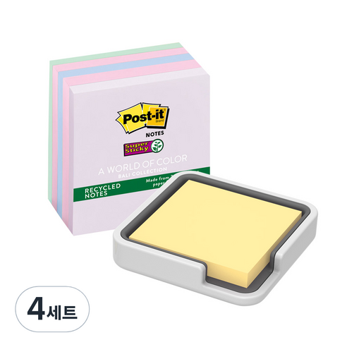 포스트잇 엣지 홀더 + 강한 점착용 도시 컬렉션 포스트잇 세트, 화이트(홀더), 발리 654-5SSNRP(포스트잇), 4세트