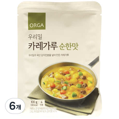올가홀푸드 우리밀 카레가루 순한맛, 100g, 6개