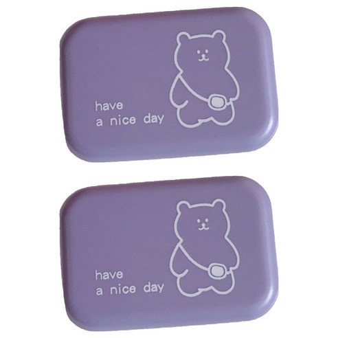 브랜드미 귀여운 곰 렌즈케이스, 퍼플, 2개
