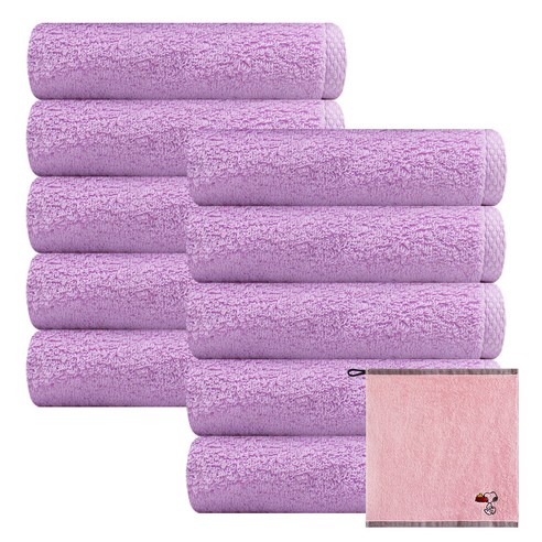 송월타월 블랙라벨 타올 180g 40수 코마사 10p + 송월 캐릭터 고리수건 랜덤발송, 보라, 1세트