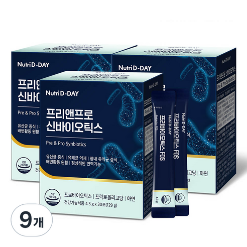 뉴트리디데이 프리앤프로 신바이오틱스, 30정, 129g, 9개