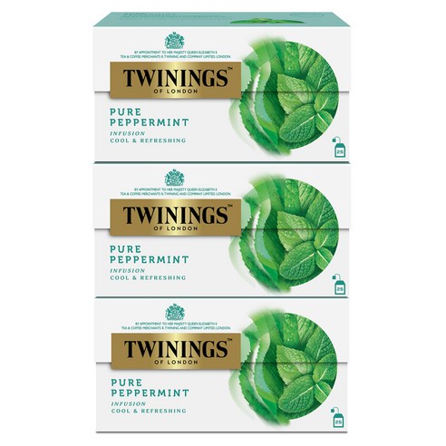 트와이닝 퓨어 페퍼민트 티백, 2g, 25개입, 3개