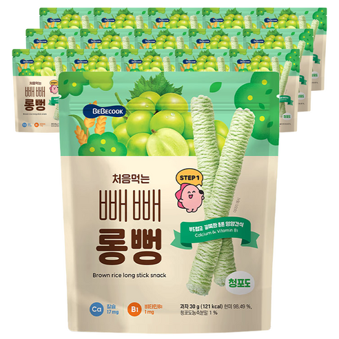 베베쿡 유아용 처음먹는 빼빼롱뻥 30g x 8p, 2개, 청포도, 240g