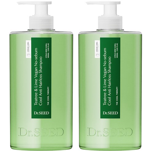 닥터시드 티트리 앤 라임 비건 지성케어 쿨 탈모 샴푸, 1000ml, 2개
