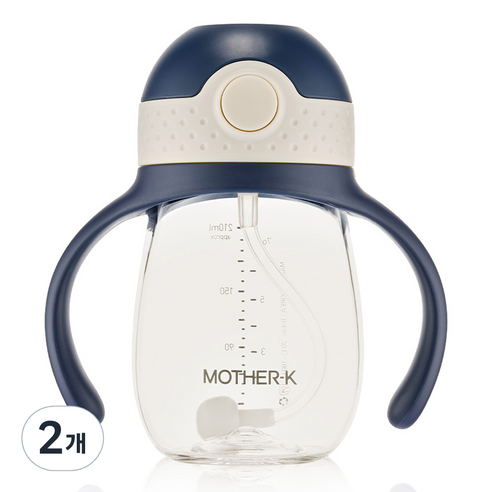 마더케이 허그 추 빨대컵 210ml, 2개, 네이비