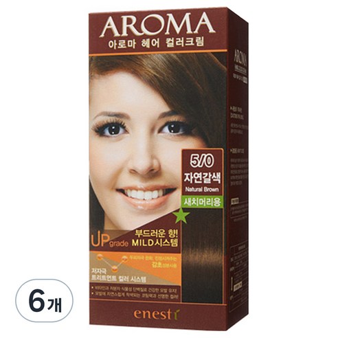 에네스티 아로마 염모제 새치머리용, 5/0 자연갈색, 6개