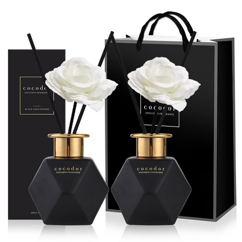 코코도르 블랙골드 에디션 디퓨저 200ml x 2개 + 비누꽃 스틱 2개, 저녁노을장미, 400ml, 1세트