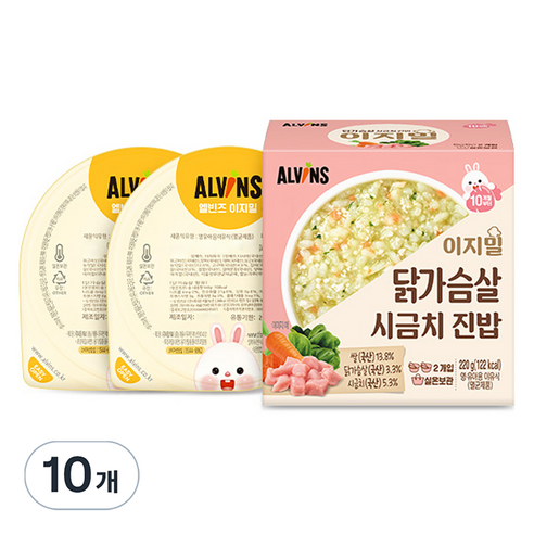 엘빈즈 이지밀 실온 이유식 닭가슴살 시금치 진밥, 220g, 5개