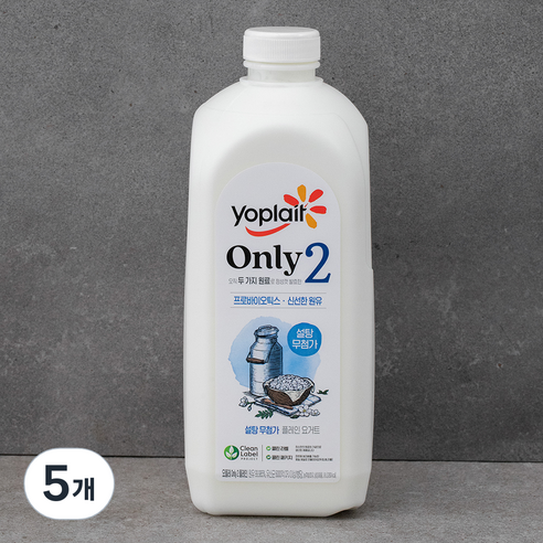 요플레 Only2 플레인 요거트, 1.8L, 1개입, 5개