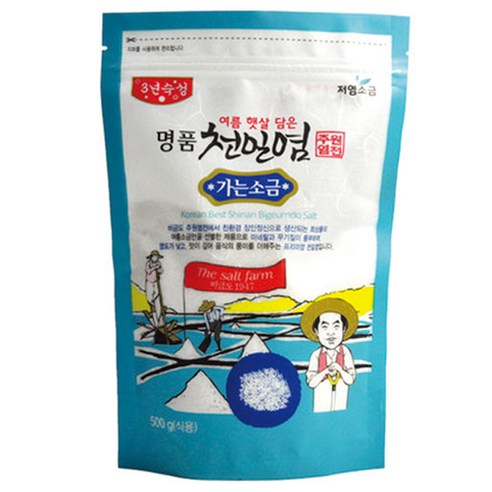 주원염전 여름햇살담은 명품천일염 가는소금, 500g, 3개