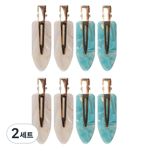 더분 패턴 백스테이지 헤어핀 2종 x 4p 세트, 2세트, 산호