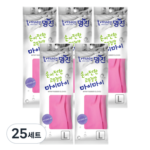 명진 마이마이 고무장갑, 분홍, 대(L), 25세트