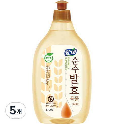참그린 순수발효 곡물주방세제, 480ml, 5개