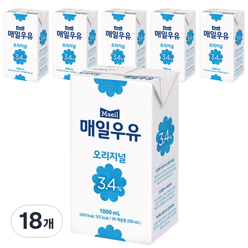 매일유업 매일우유 멸균우유 오리지널, 1L, 18개