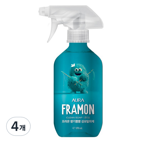 아우라 프라몬 섬유탈취제 클린솝, 490ml, 4개