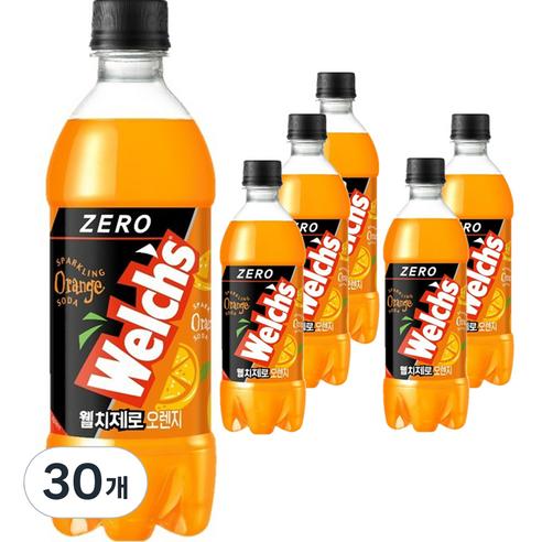 웰치 제로 오렌지 탄산음료, 30개, 500ml