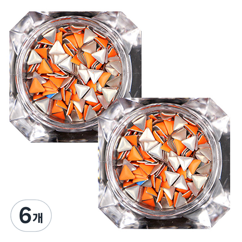 트라이앵글 네일 글리터 4mm, 오렌지, 6개