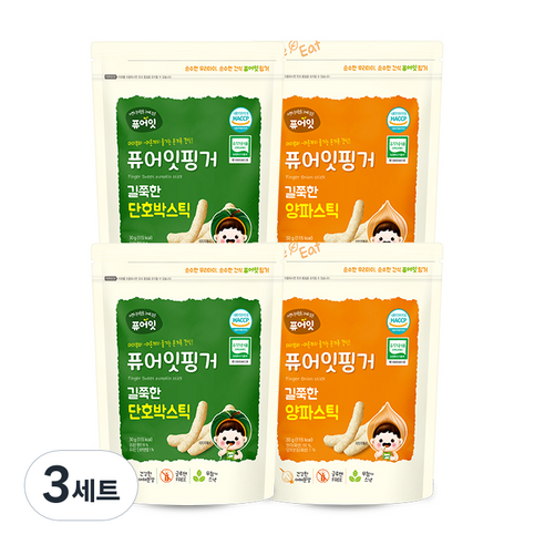 퓨어잇 핑거 길쭉한 단호박스틱 2p + 양파스틱 2p, 단호박, 양파, 3세트