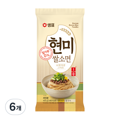 샘표 현미 쌀소면, 400g, 6개