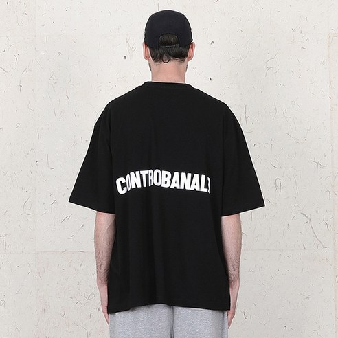 콘트로바날레 남성용 리네아로고 오버핏 반팔 티셔츠