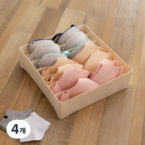 스타 클린 속옷 칸막이 정리함 7칸, 4개, 04 아이보리