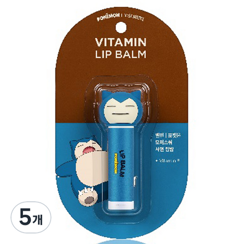 벨먼 포켓몬 모이스춰 샤인 립밤, 잠만보, 4.5g, 5개