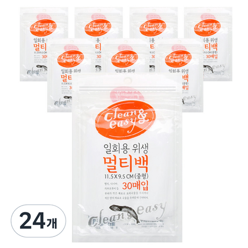 유하우스 일회용 위생 멀티백 중형, 중(M), 30개, 24개